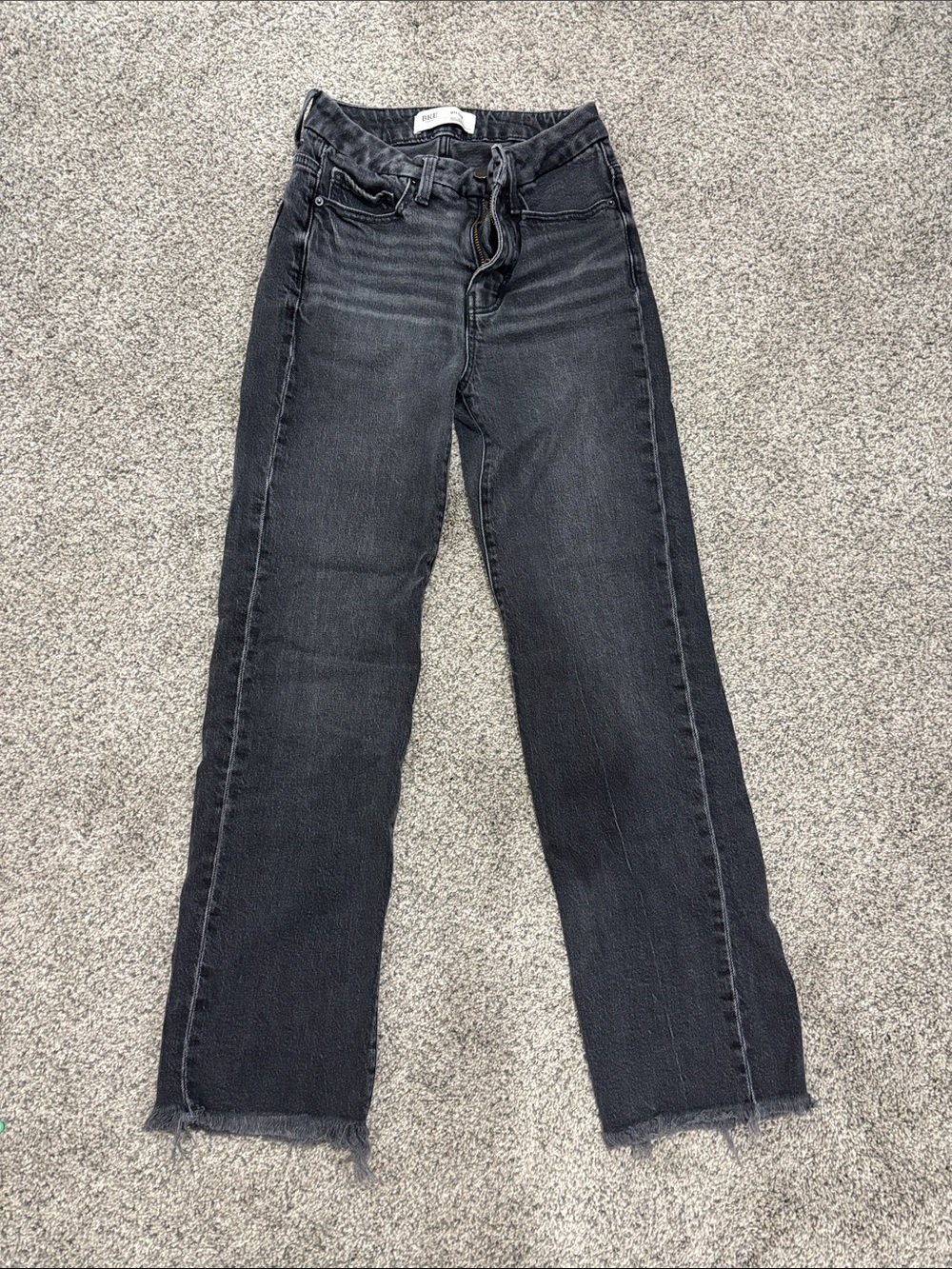 BKE Black Straight-Leg Jeans with Raw Hem